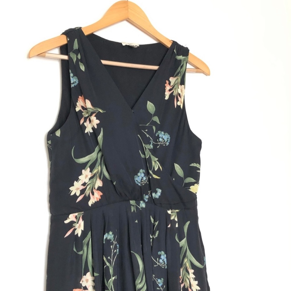 Joie Black Floral Braydon Mini Wrap-Like Dress Small 100% Silk - Picture 4 of 8